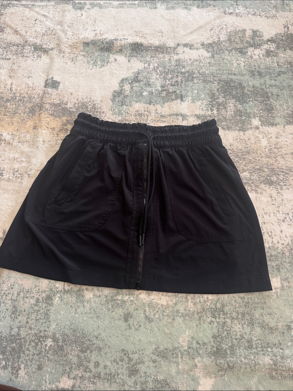 Athleta Black Drawstring Zip-Front Women's Skort